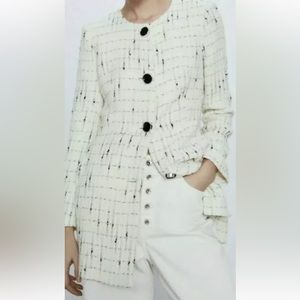Zara tweed plaid blazer